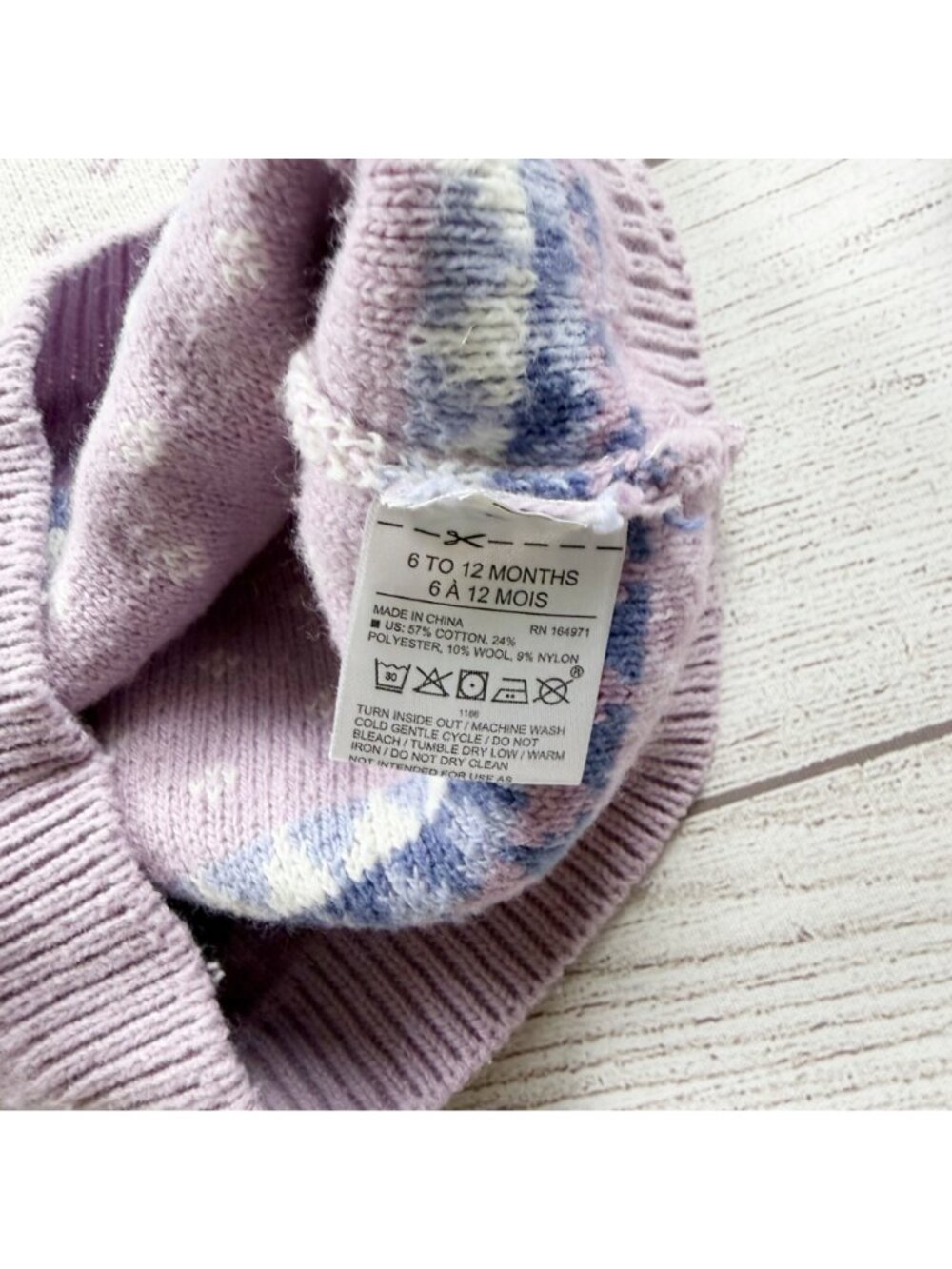 Janie And Jack Knit Sweater Dress Purple White Fair Isle Design 6-12 Months - Picture 3 of 4
